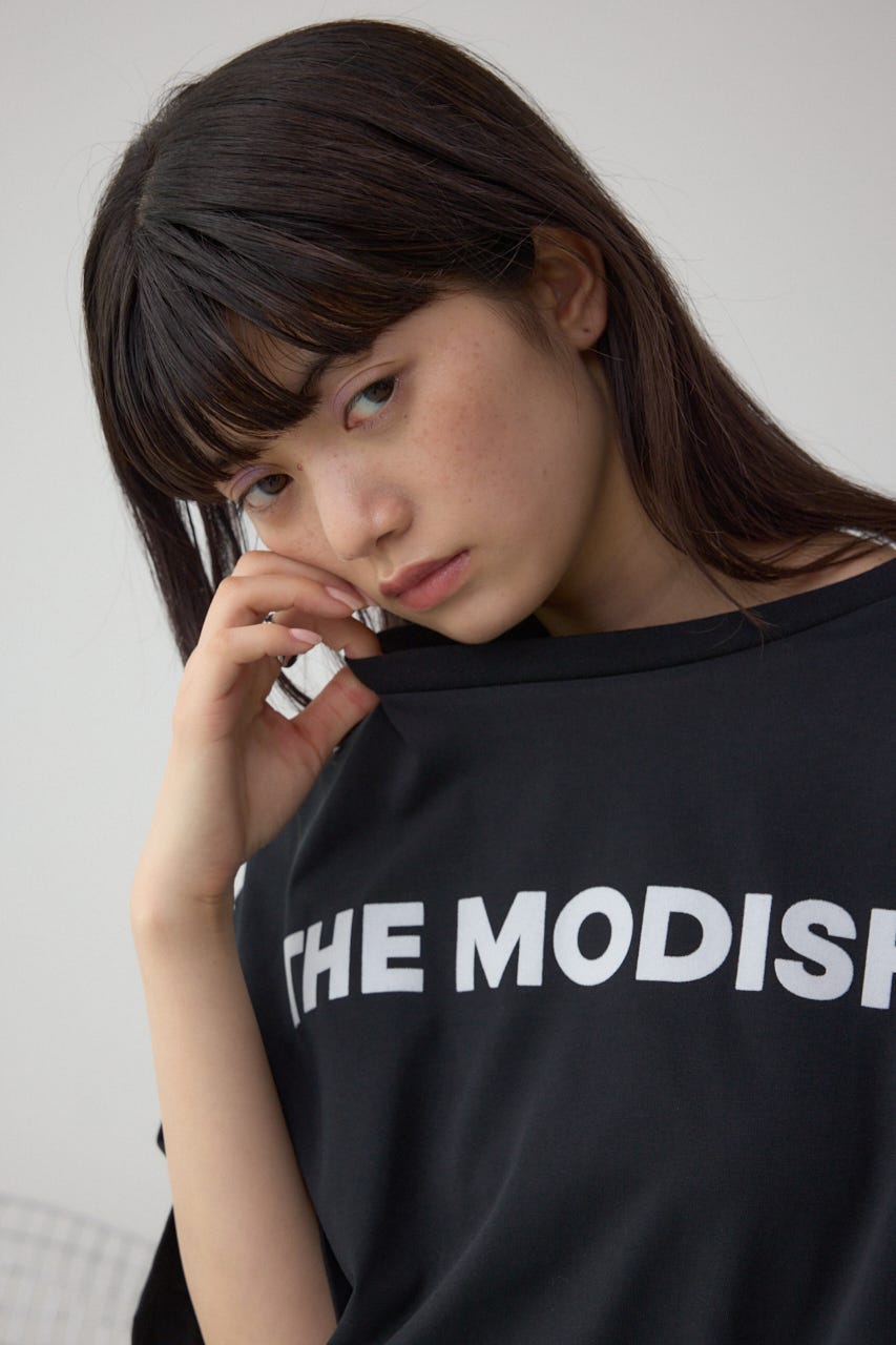 フロッキープリントTシャツ BLK FREE