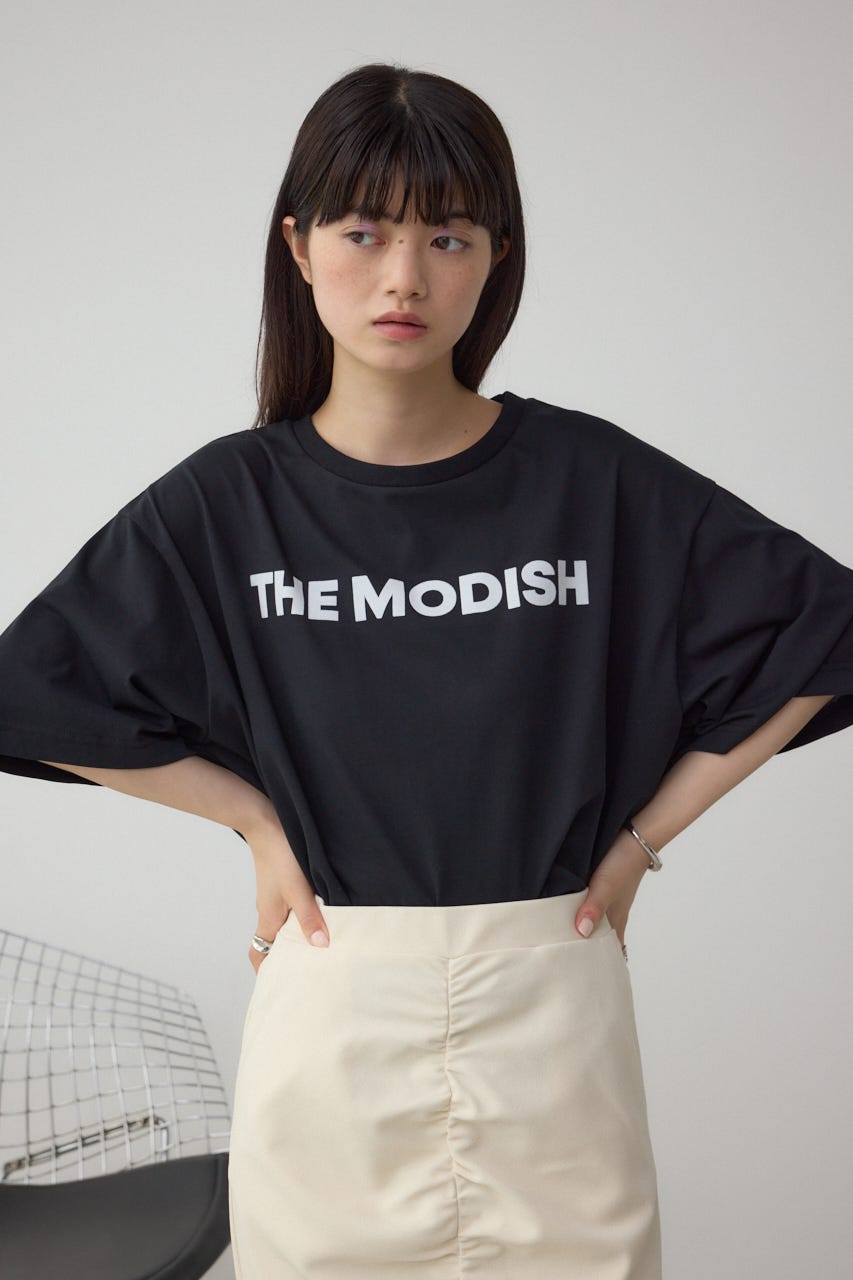 フロッキープリントTシャツ BLK FREE