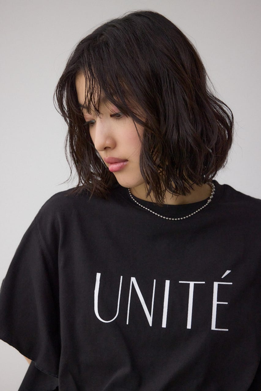 ラッフルスリーブロゴTシャツ BLK FREE