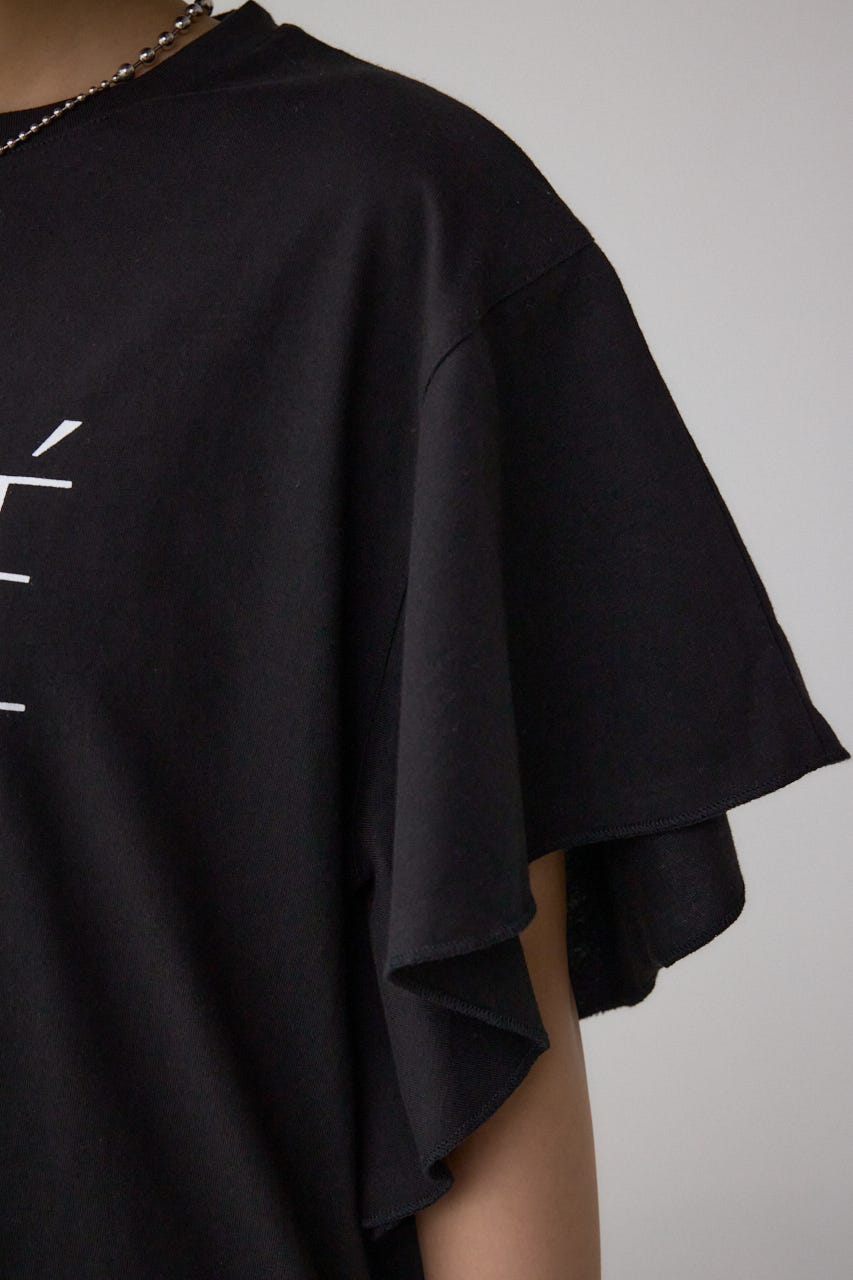 ラッフルスリーブロゴTシャツ BLK FREE