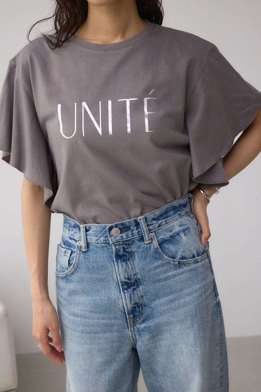 ラッフルスリーブロゴTシャツ C.GRY FREE