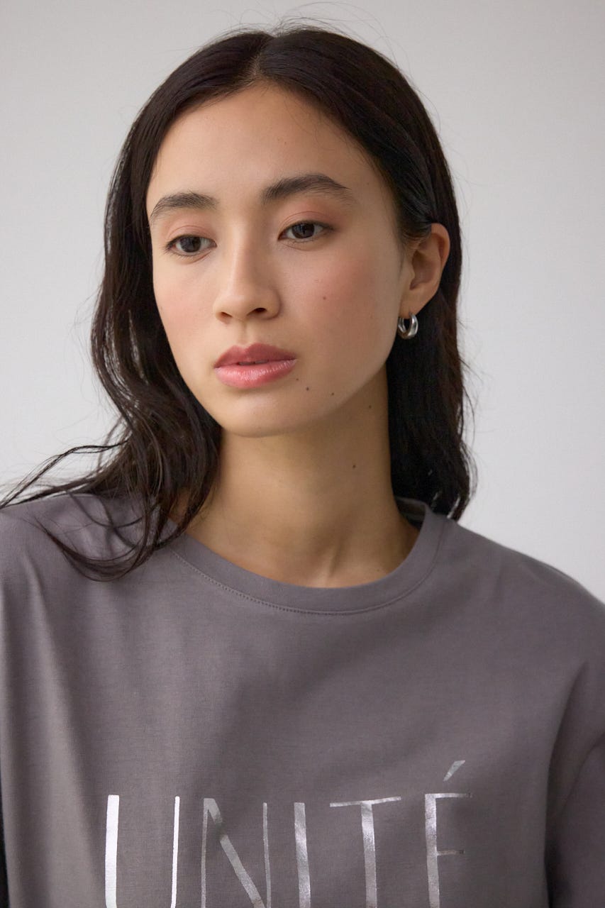 ラッフルスリーブロゴTシャツ C.GRY FREE