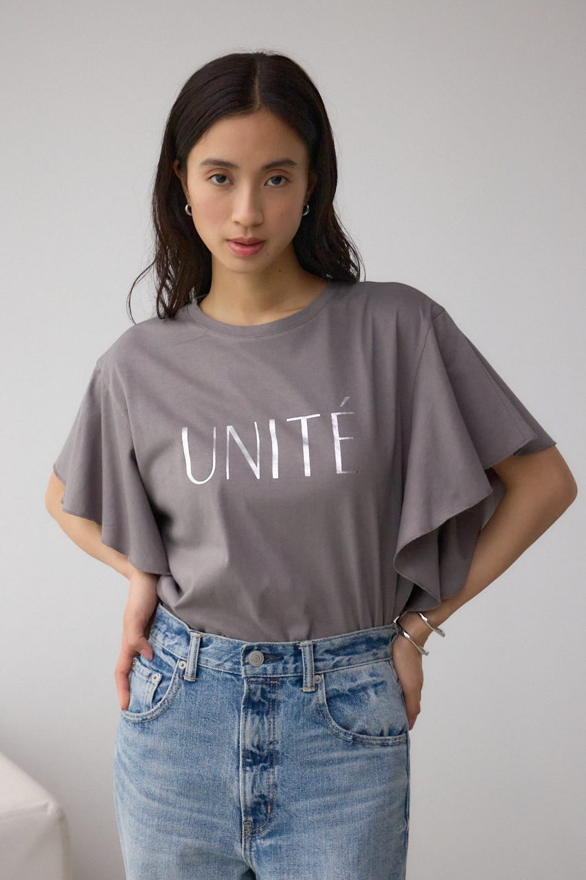 ラッフルスリーブロゴTシャツ C.GRY FREE