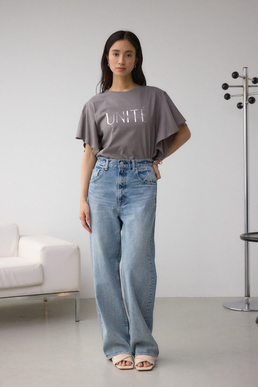 ラッフルスリーブロゴTシャツ C.GRY FREE