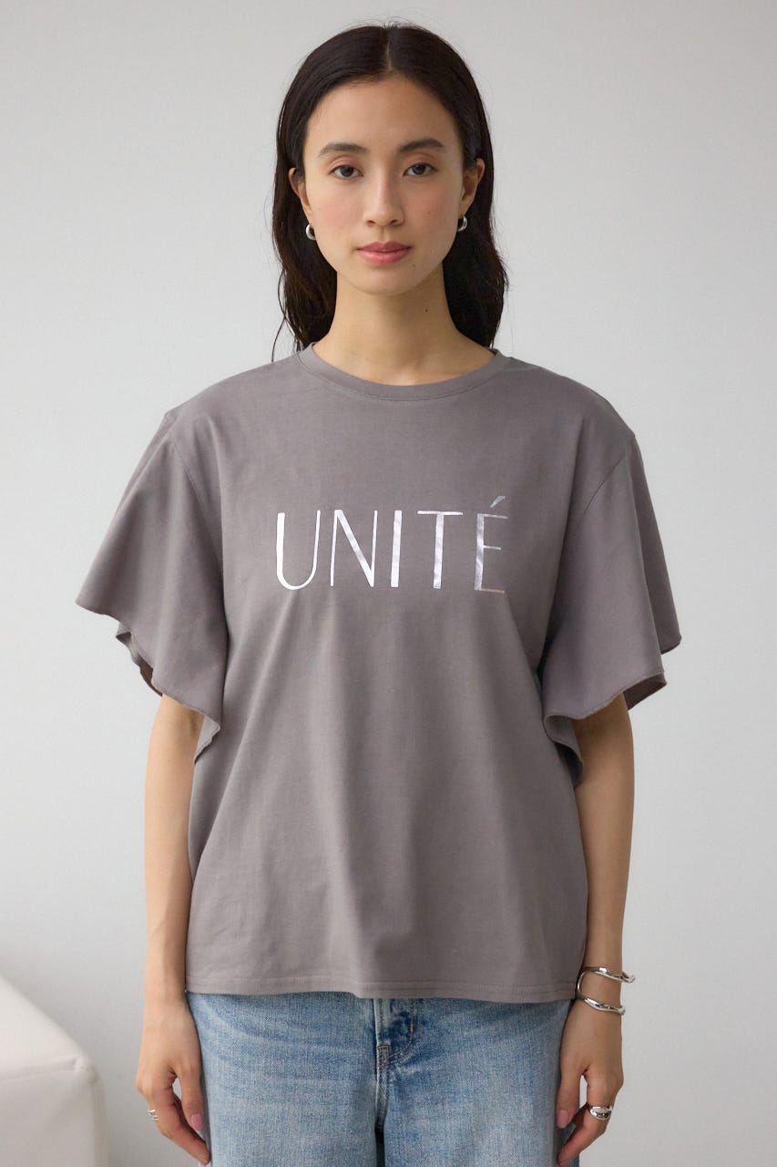 ラッフルスリーブロゴTシャツ C.GRY FREE