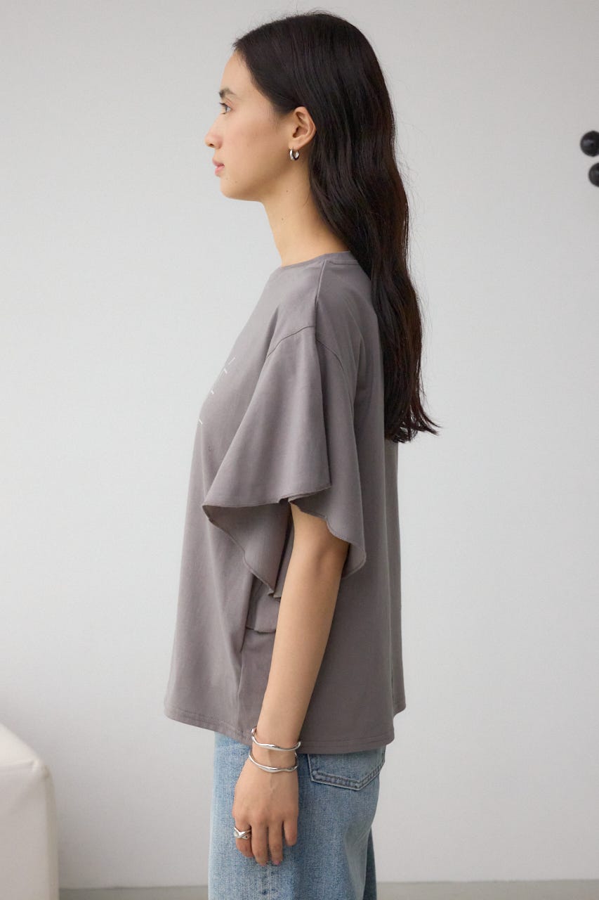 ラッフルスリーブロゴTシャツ C.GRY FREE