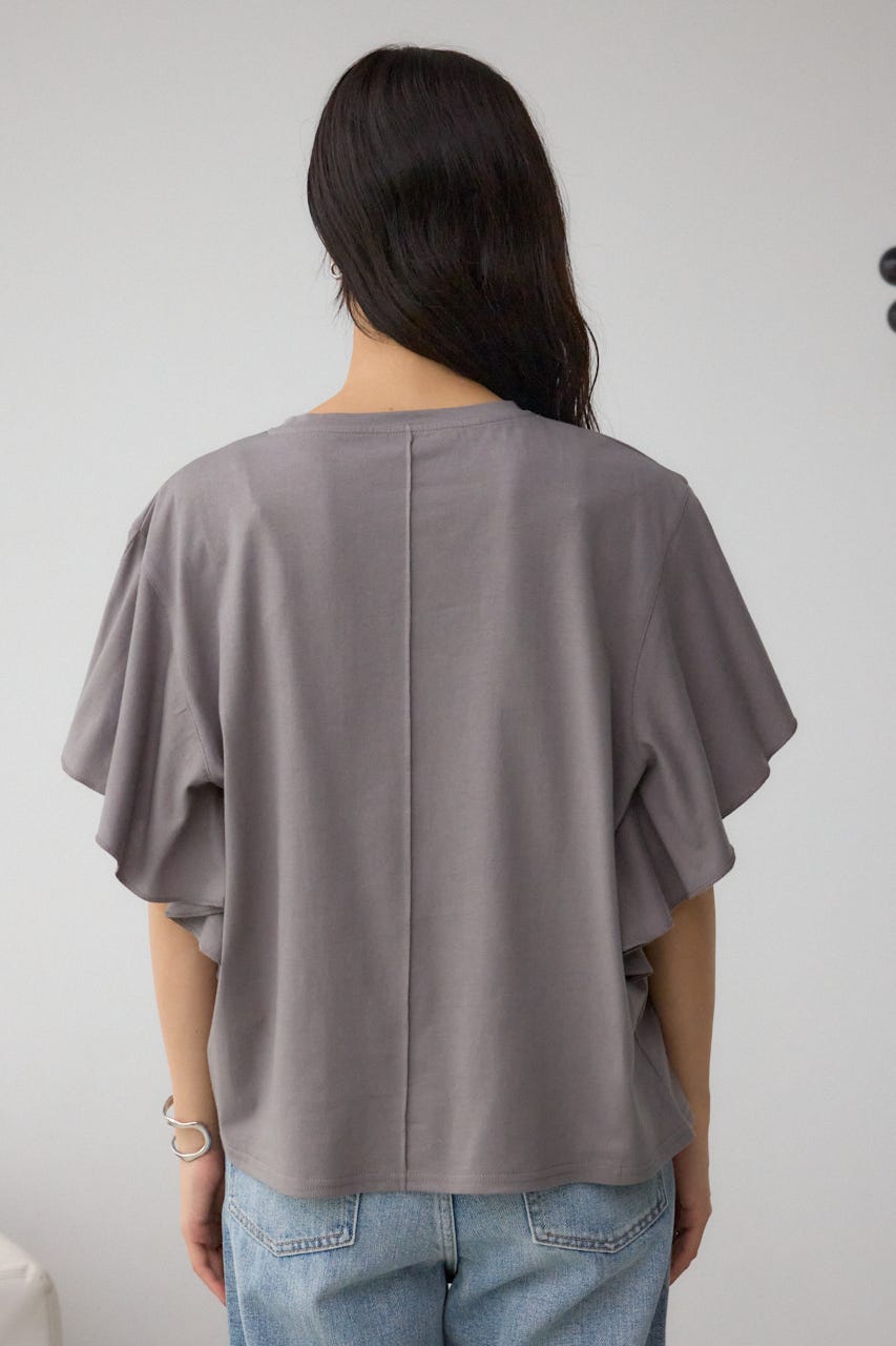 ラッフルスリーブロゴTシャツ C.GRY FREE