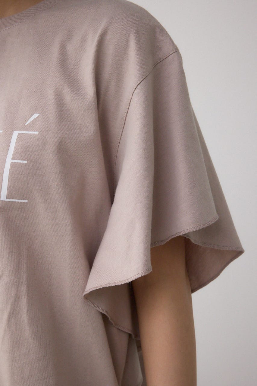 ラッフルスリーブロゴTシャツ L/BEG FREE