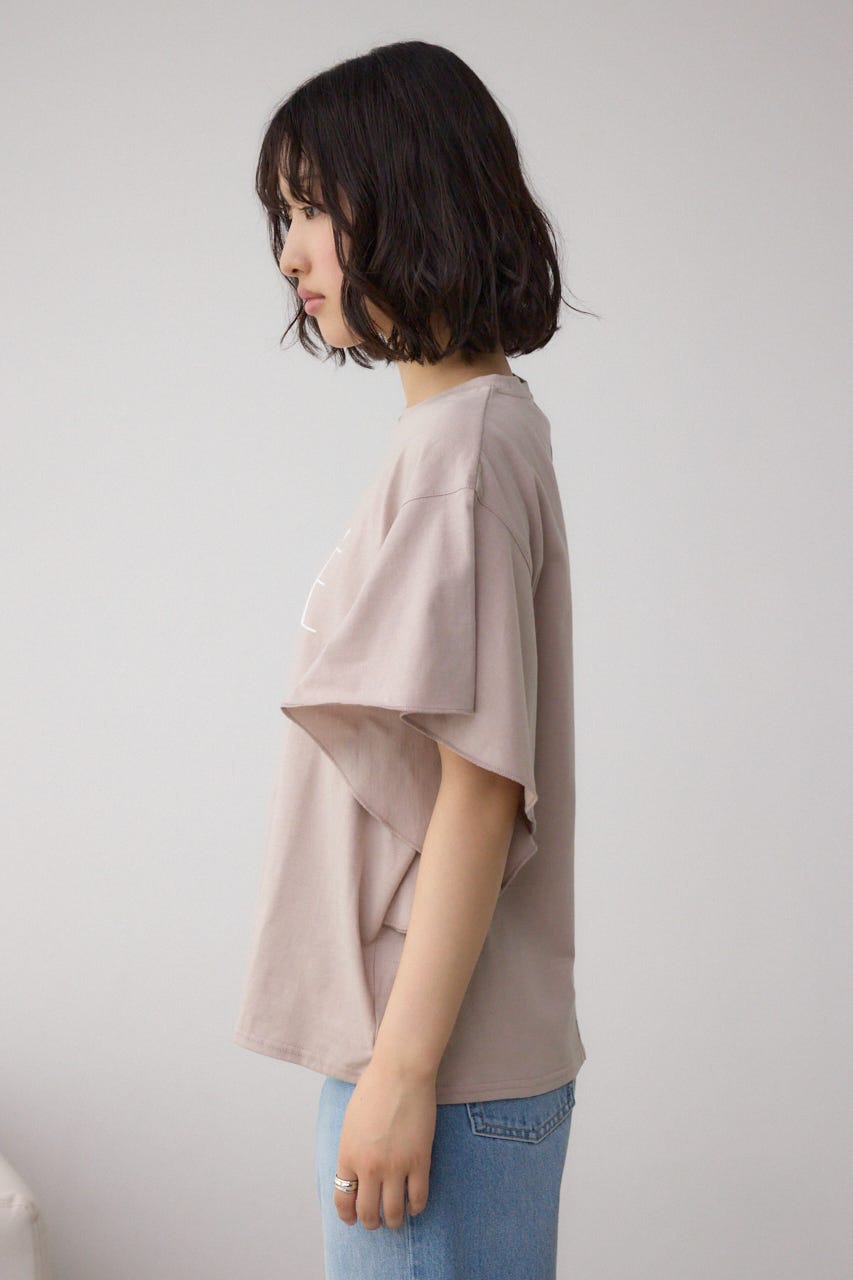 ラッフルスリーブロゴTシャツ L/BEG FREE