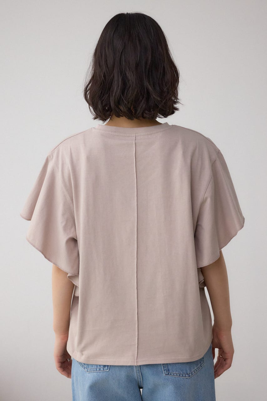 ラッフルスリーブロゴTシャツ L/BEG FREE