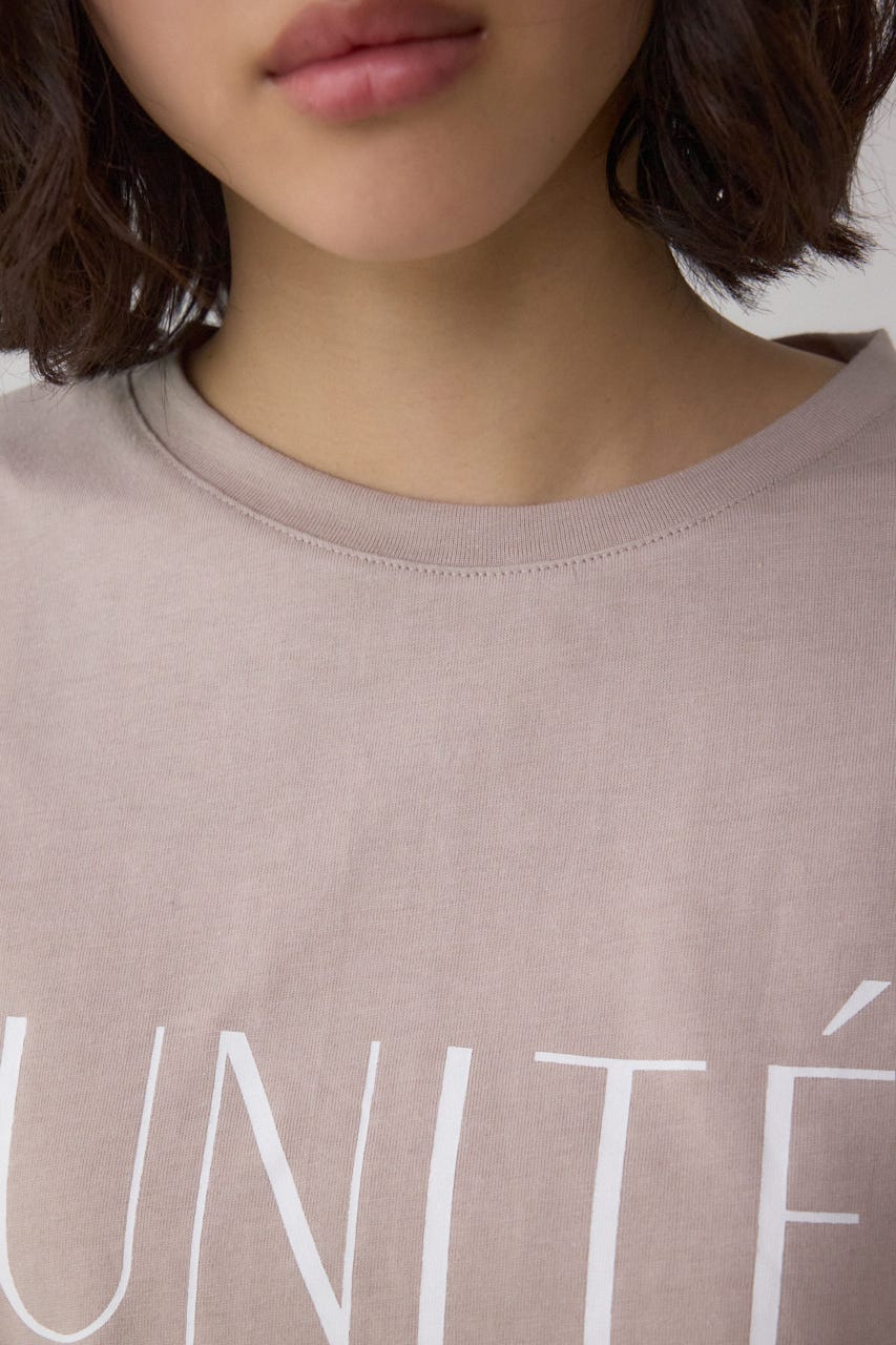 ラッフルスリーブロゴTシャツ L/BEG FREE