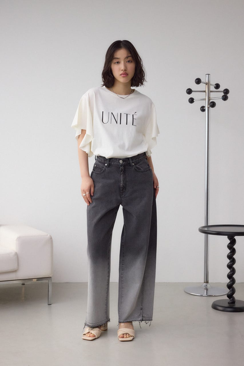 ラッフルスリーブロゴTシャツ WHT FREE