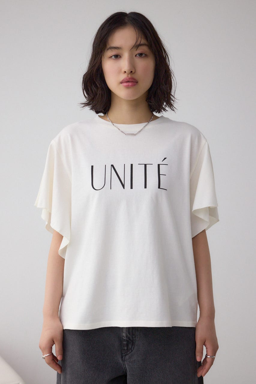 ラッフルスリーブロゴTシャツ WHT FREE