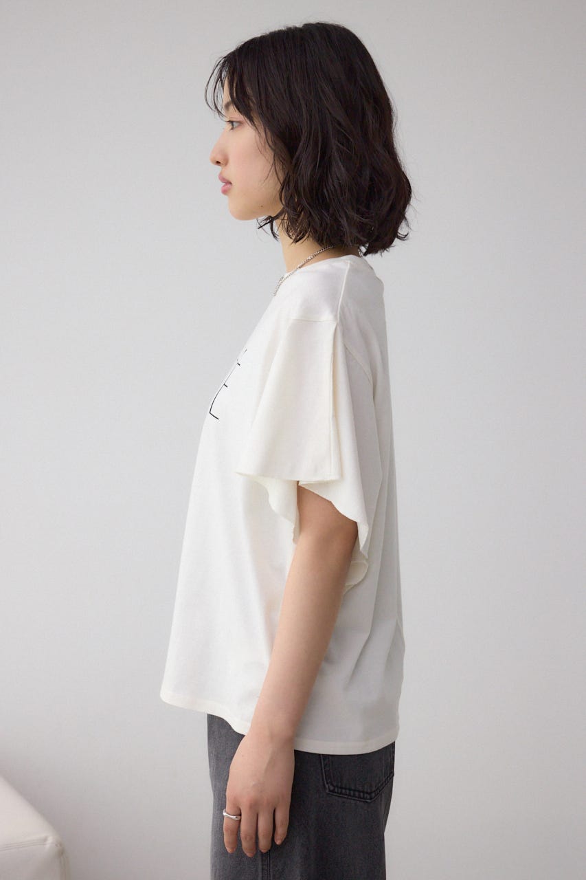ラッフルスリーブロゴTシャツ WHT FREE