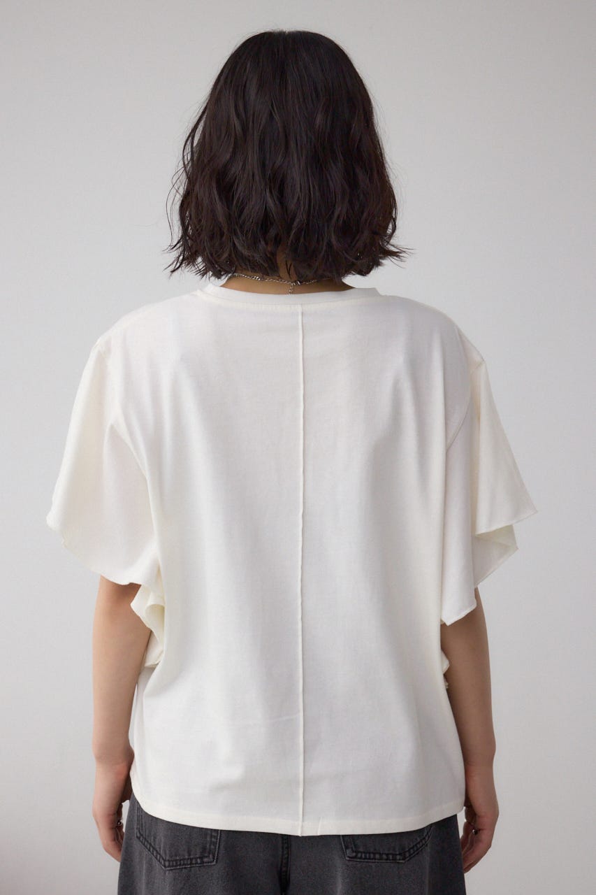 ラッフルスリーブロゴTシャツ WHT FREE