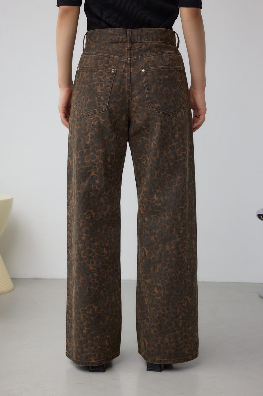 AZUL DENIM レオパードプリントデニム 柄BRN S