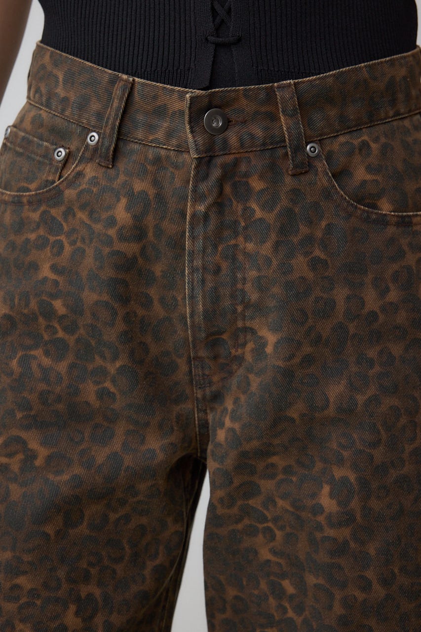 AZUL DENIM レオパードプリントデニム 柄BRN S