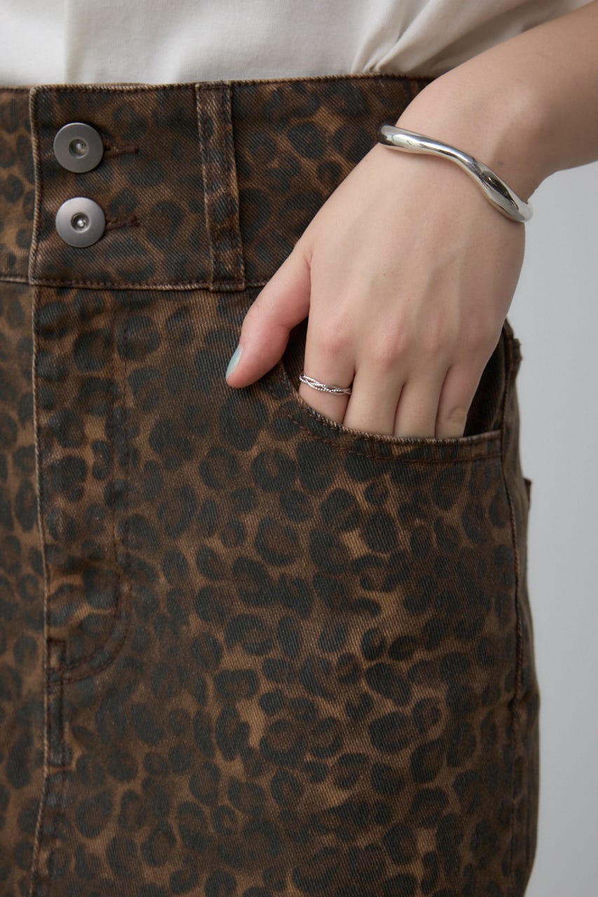 AZUL DENIM レオパードハイウエストスカート 柄BRN M
