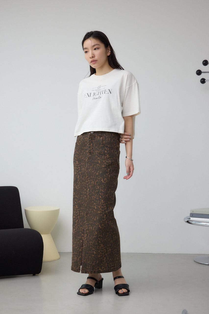 AZUL DENIM レオパードハイウエストスカート 柄BRN M
