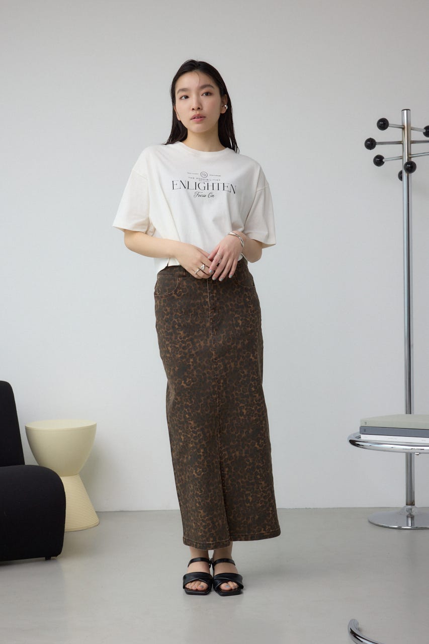 AZUL DENIM レオパードハイウエストスカート 柄BRN M
