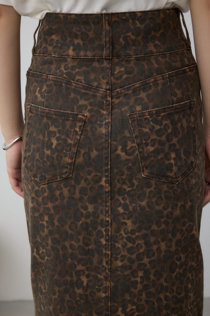 AZUL DENIM レオパードハイウエストスカート 柄BRN M