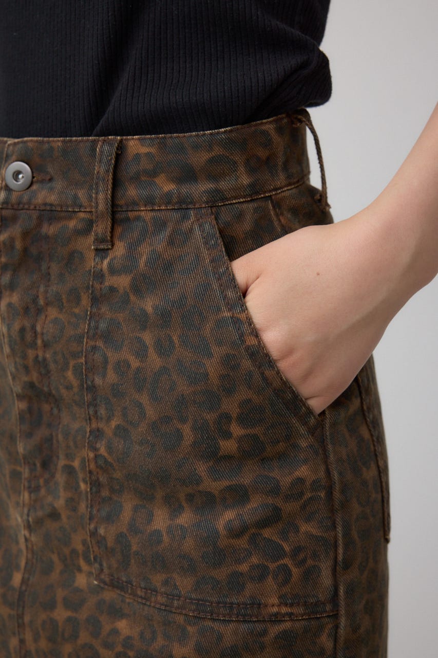 AZUL DENIM レオパードミニスカート 柄BRN S