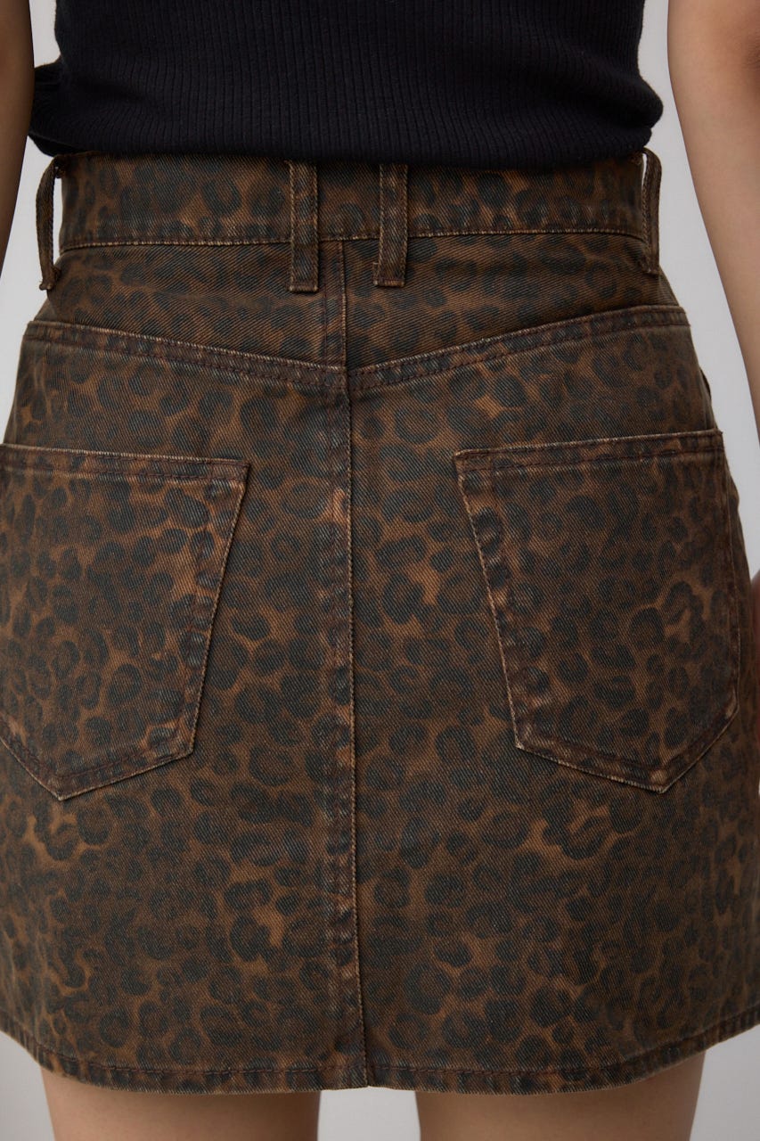 AZUL DENIM レオパードミニスカート 柄BRN S