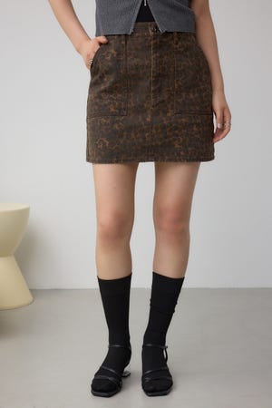 AZUL DENIM レオパードミニスカート