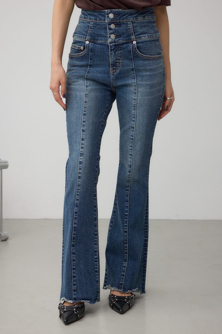 MOUSSY ハイウエスト フレアデニム AZUL BY MOUSSY | AZUL DENIM ハイウエストボタンフレアデニム