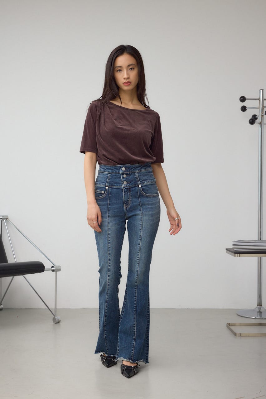 マウジー　ハイウエストフレアパンツ HIGH WAIST DENIM FLARE/ハイウエスデニムフレア（デニムパンツ