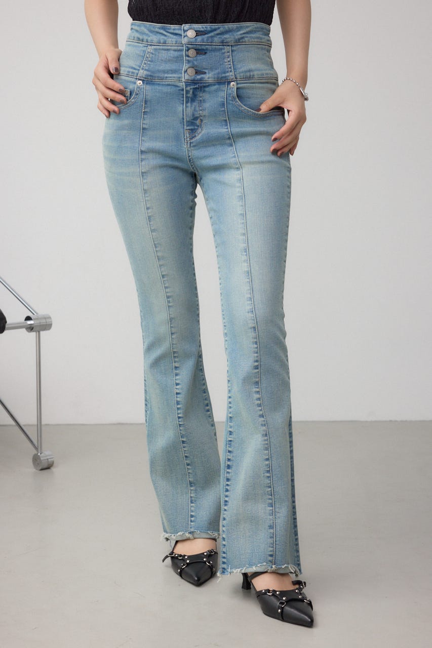 AZUL BY MOUSSY | AZUL DENIM ハイウエストボタンフレアデニム