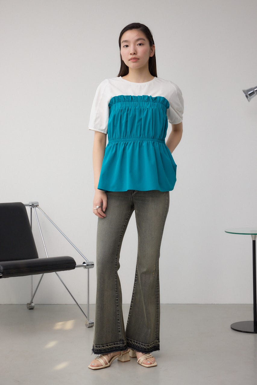AZUL DENIM フレアデニム ブルー S 美品 AZUL BY MOUSSY AZUL DENIM フレアデニム BLU -ファッション通販