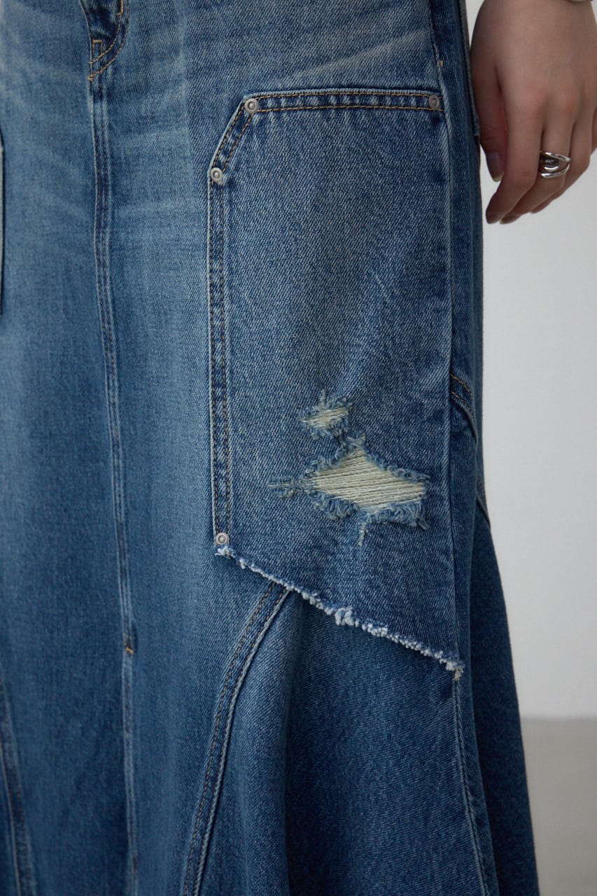 AZUL DENIM ダメージマーメイドスカート BLU M