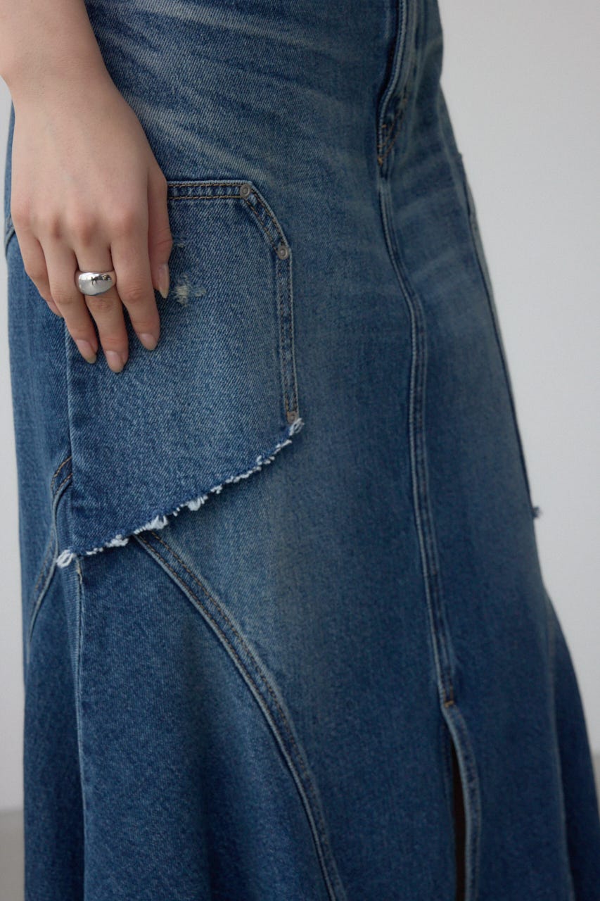 AZUL DENIM ダメージマーメイドスカート BLU M