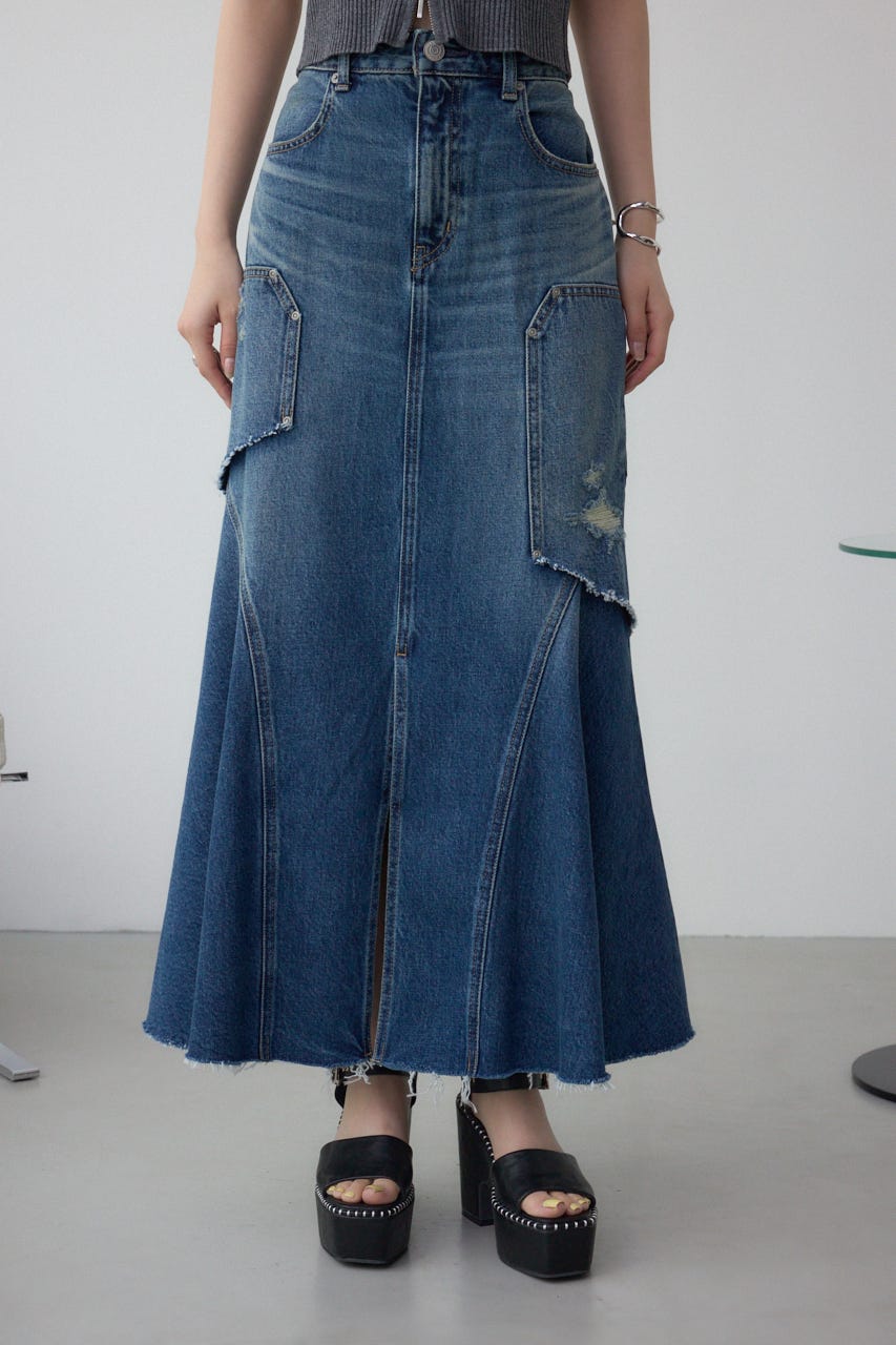 AZUL DENIM ダメージマーメイドスカート BLU M