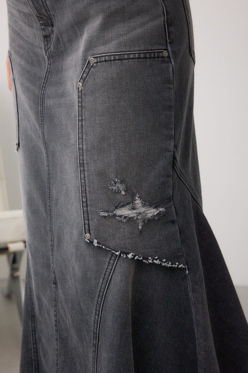 AZUL DENIM ダメージマーメイドスカート L/BLK M