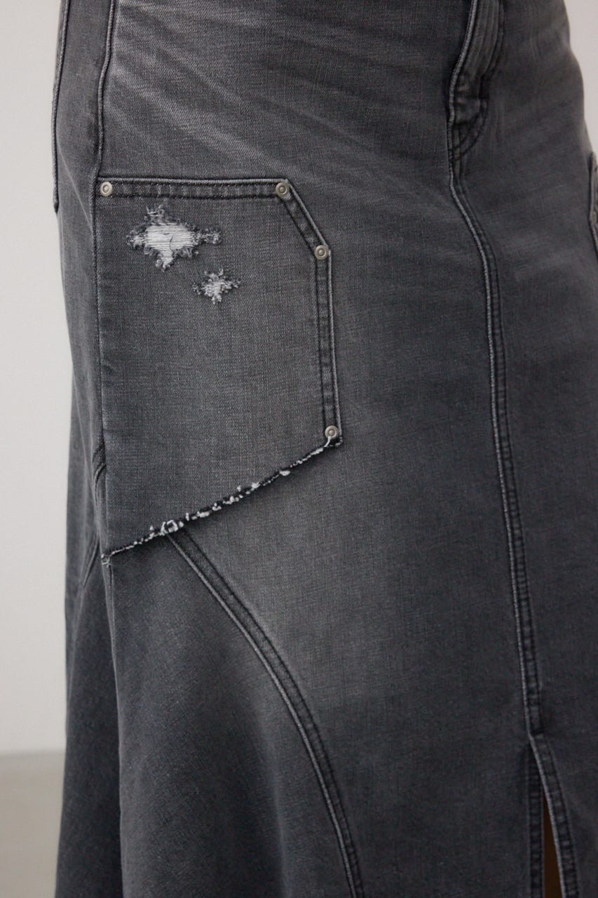 AZUL DENIM ダメージマーメイドスカート L/BLK M