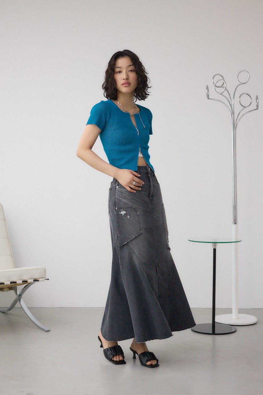 AZUL DENIM ダメージマーメイドスカート L/BLK M