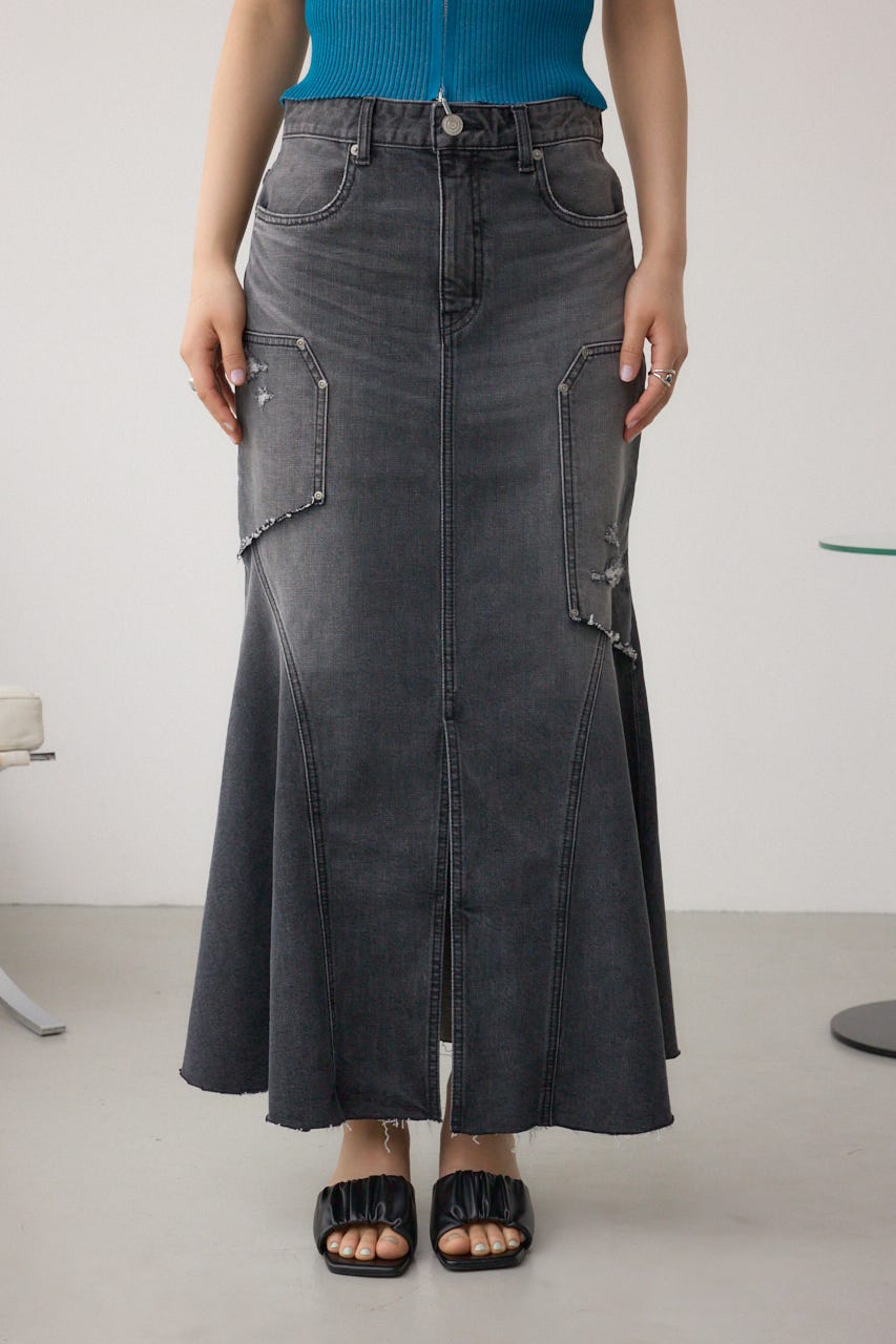 AZUL DENIM ダメージマーメイドスカート L/BLK M