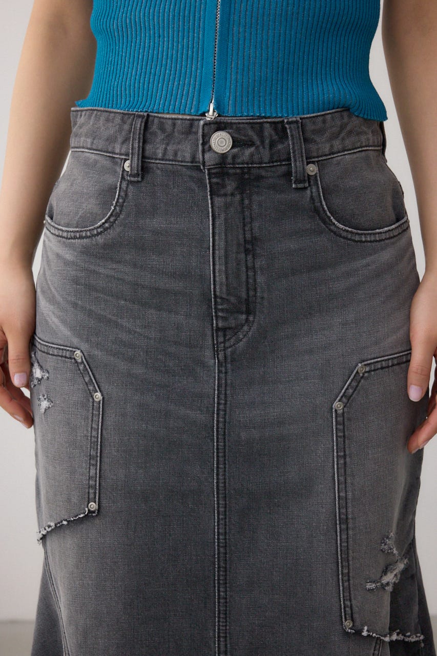 AZUL DENIM ダメージマーメイドスカート L/BLK M