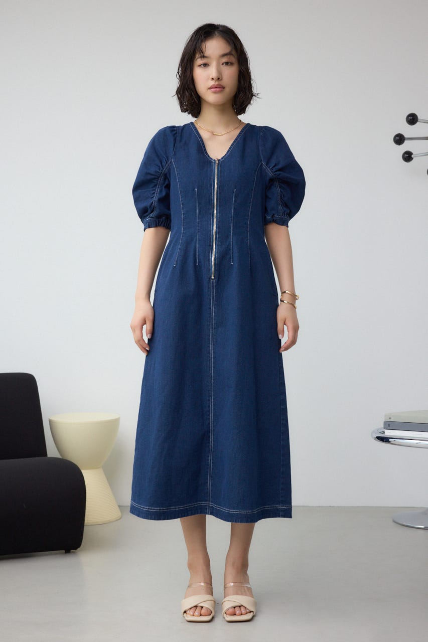 【最終値下げ】トッカ☆洗える☆SHAMROCKドレス☆デニムワンピース AZUL BY MOUSSY | フロントジップ半袖デニムワンピース (ワンピース