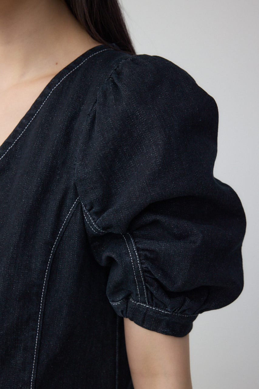フロントジップ半袖デニムワンピース One Wash S