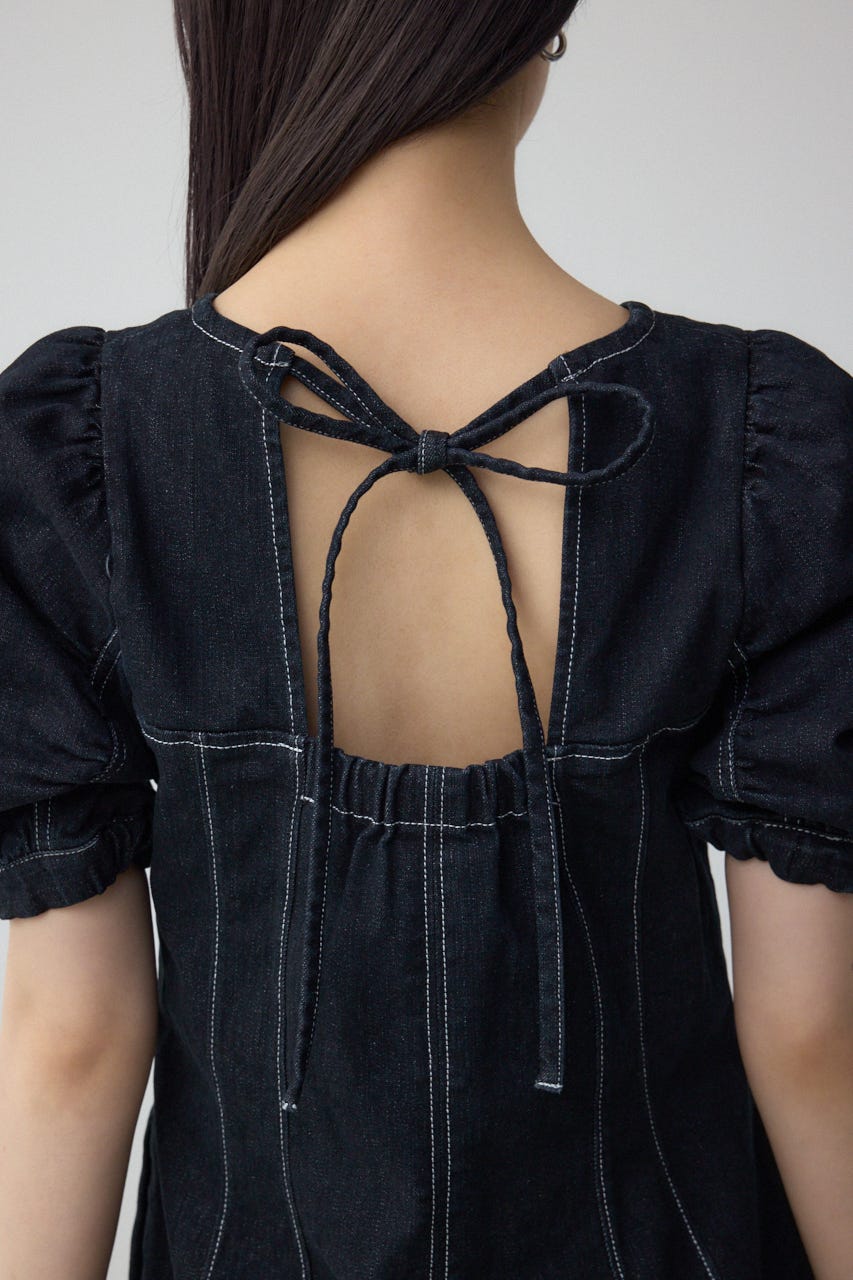 フロントジップ半袖デニムワンピース One Wash S