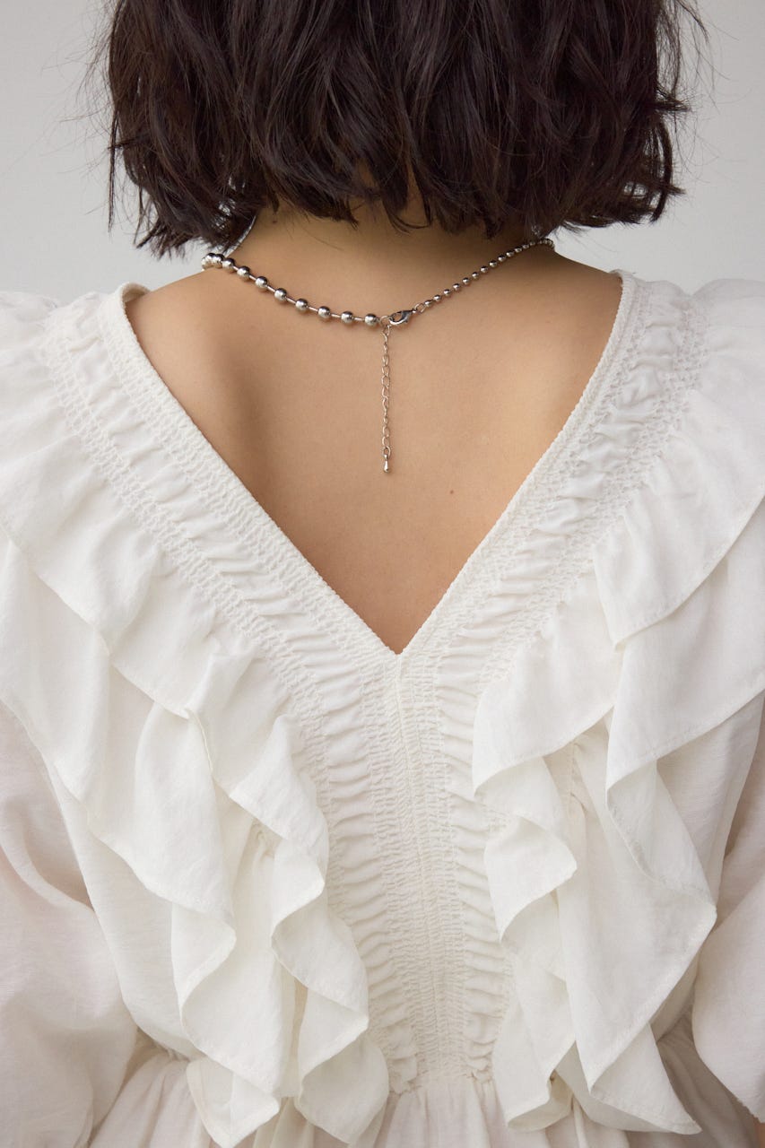 ラッフルショルダーブラウス O/WHT S