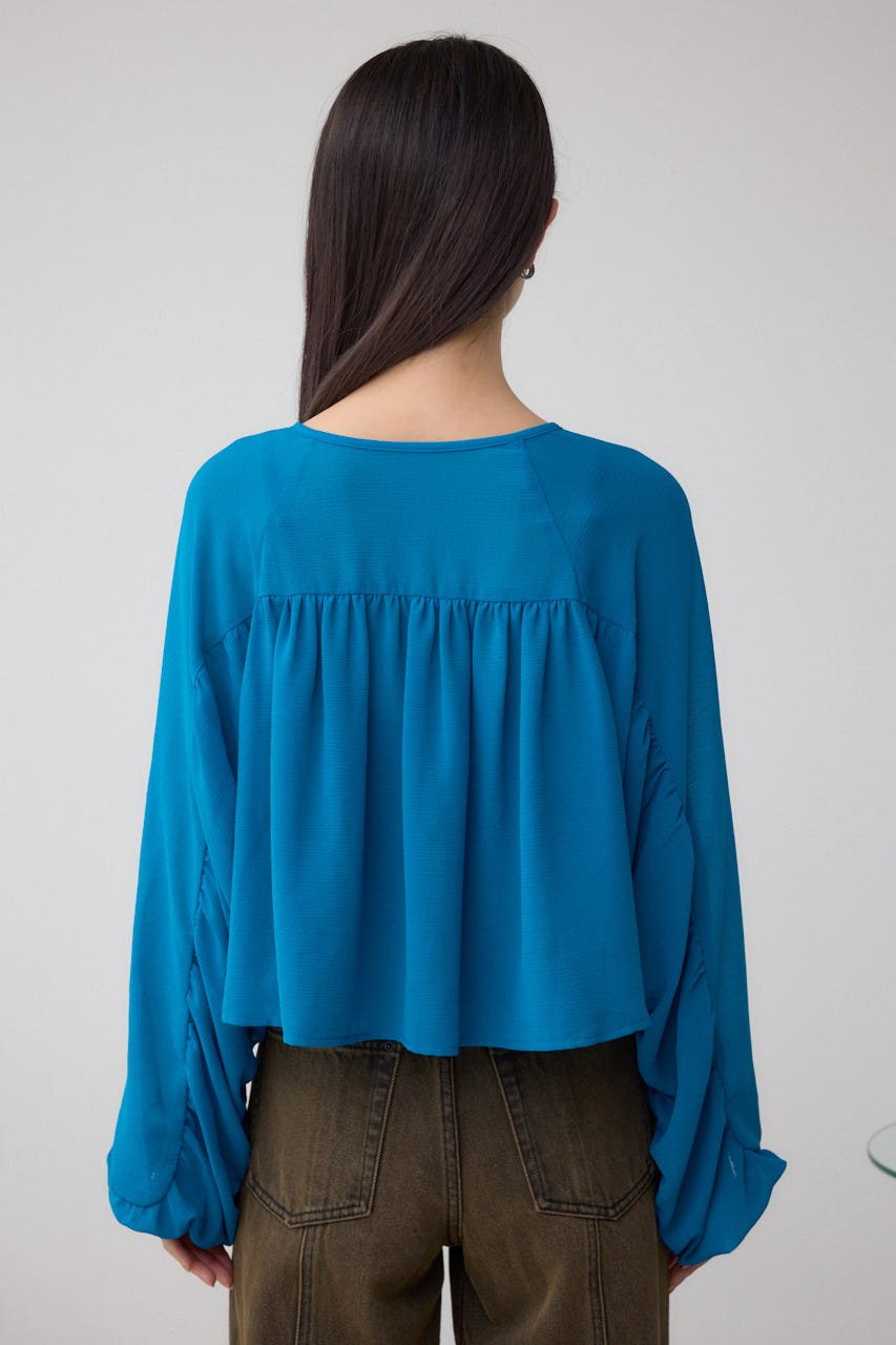 ボリュームギャザーフェイクレザーボレロ J1U by LA BELLE ETUDE カーディガン ボリュームギャザー