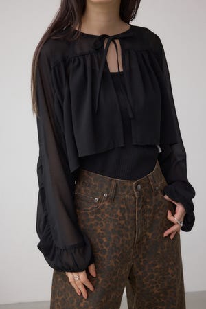 【堀田茜さん着用アイテム】ボリュームギャザーショートボレロ