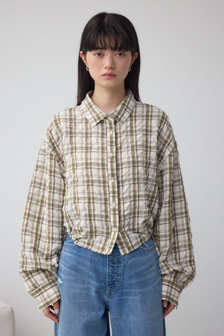 ラウンドヘムドロストシャツ 柄WHT FREE