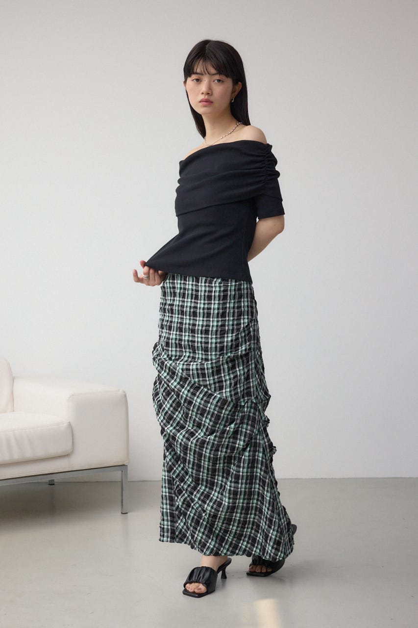 AZUL BY MOUSSY | タックドレープチェックスカート (スカート(ロング
