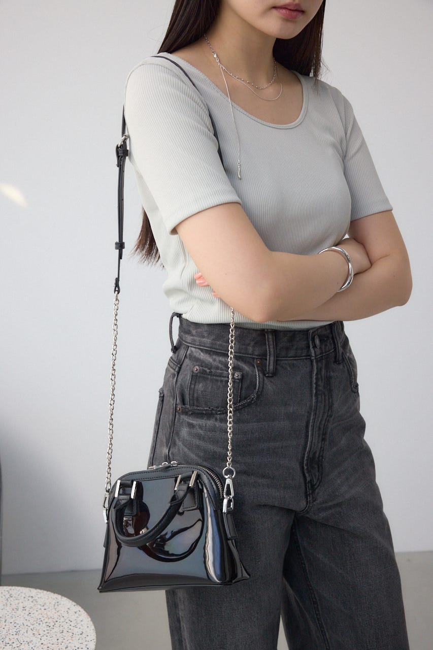 ダブルジッパークリアミニバッグ BLK FREE