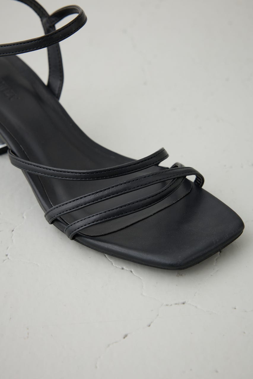 クリアヒールナローストラップサンダル BLK S
